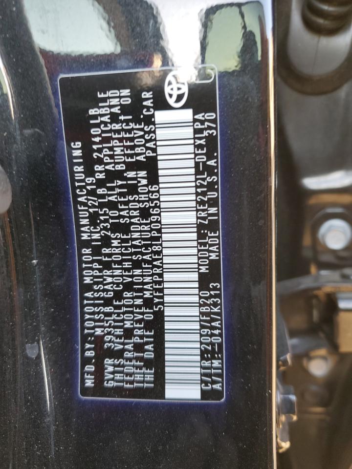 2020 Toyota Corolla VIN 5YFEPRAE8LP096566 Copart auction photo, rear end / front end damage thumbnail 12
