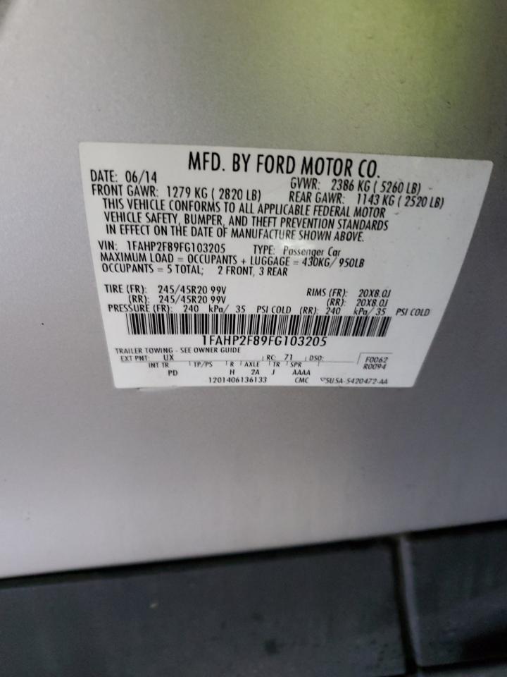2015 Ford Taurus VIN 1FAHP2F89FG103205 Copart auction photo, front end damage thumbnail 12