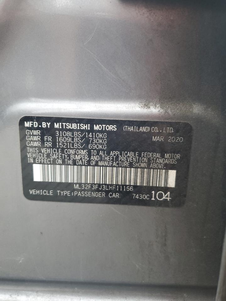2020 Mitsubishi Mirage VIN ML32F3FJ3LHF11156 Copart auction photo, rear end damage thumbnail 12