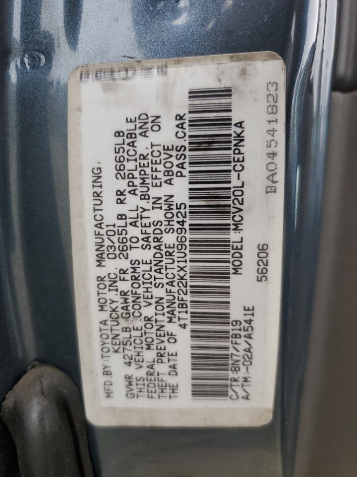 2001 Toyota Camry VIN 4T1BF22KX1U969425 Copart auction photo, rear end damage thumbnail 14