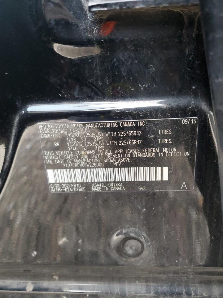 2015 Toyota RAV 4 VIN 2T3ZFREV6FW226000 Copart auction photo, front end / side damage thumbnail 14