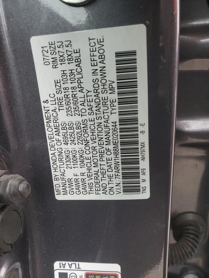 2021 Honda CR-V VIN 7FARW1H88ME020644 Copart auction photo, all over damage thumbnail 13