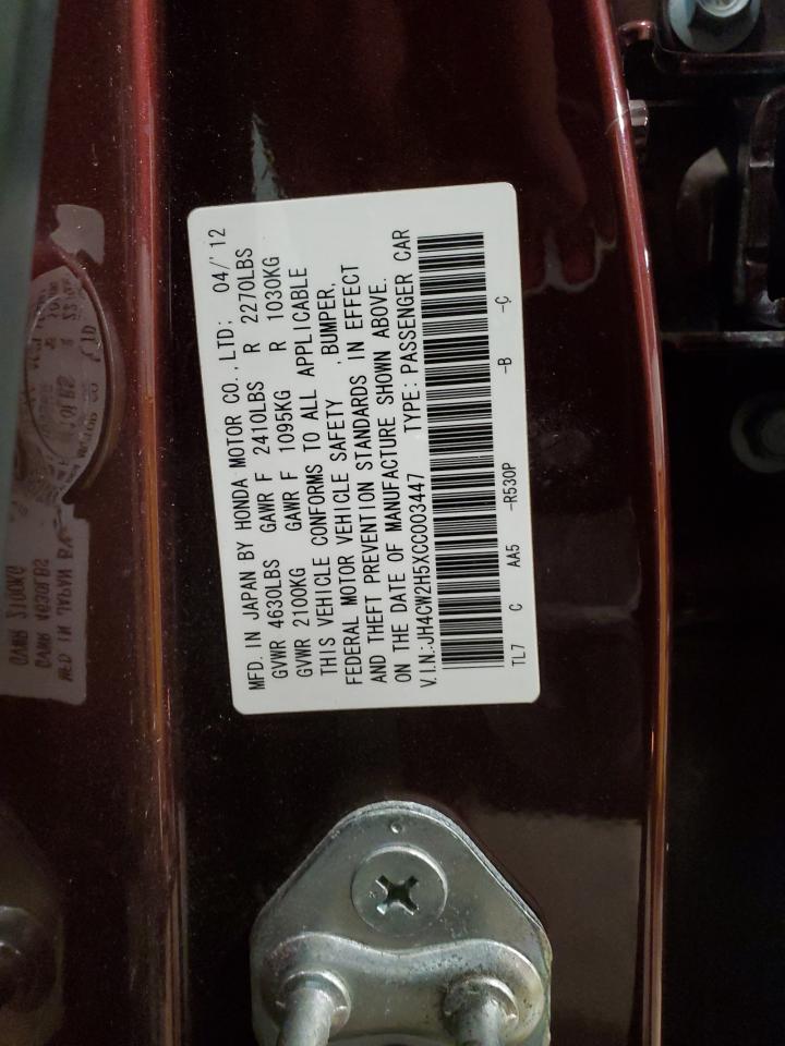 2012 Acura TSX VIN JH4CW2H5XCC003447 Copart auction photo, front end damage thumbnail 13
