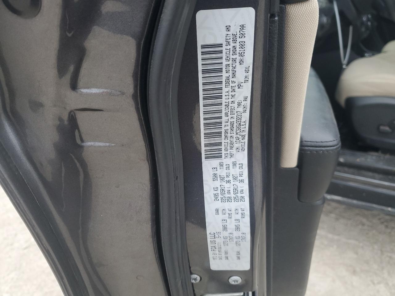 2016 Jeep Grand Cherokee VIN 1C4PJMCS0GW332317 Copart auction photo, side / front end damage thumbnail 15