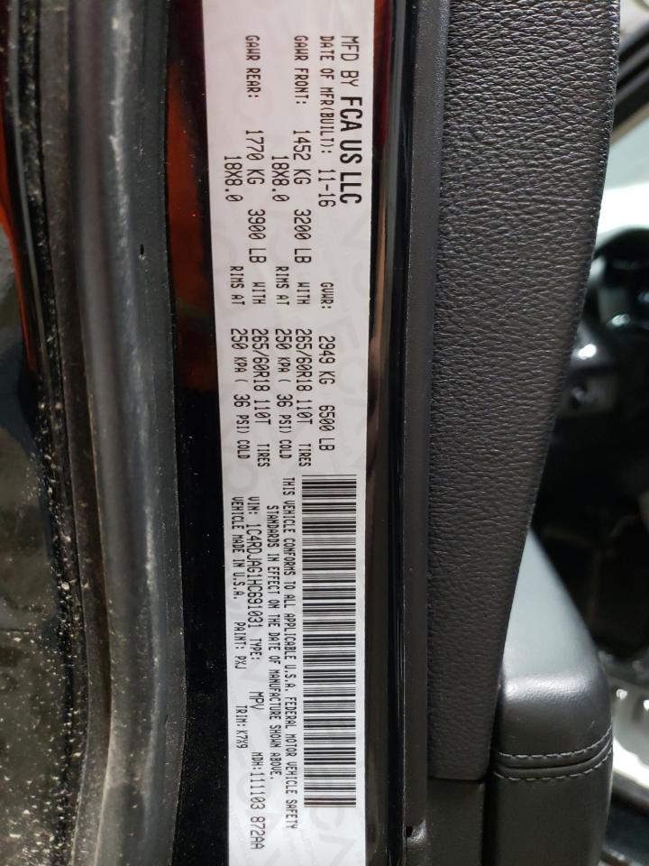 2017 Dodge Durango VIN 1C4RDJAG1HC691031 Copart auction photo, vandalism / rear end damage thumbnail 14