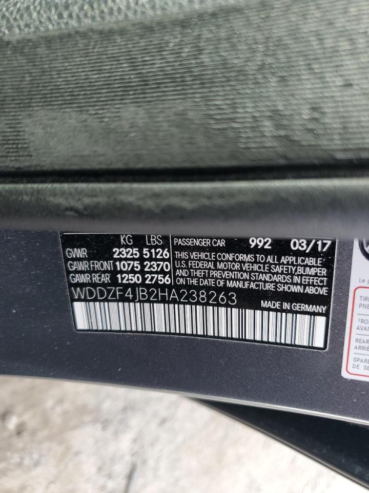 2017 Mercedes-Benz E-klasse VIN WDDZF4JB2HA238263 Copart auction photo, side / rear end damage thumbnail 12