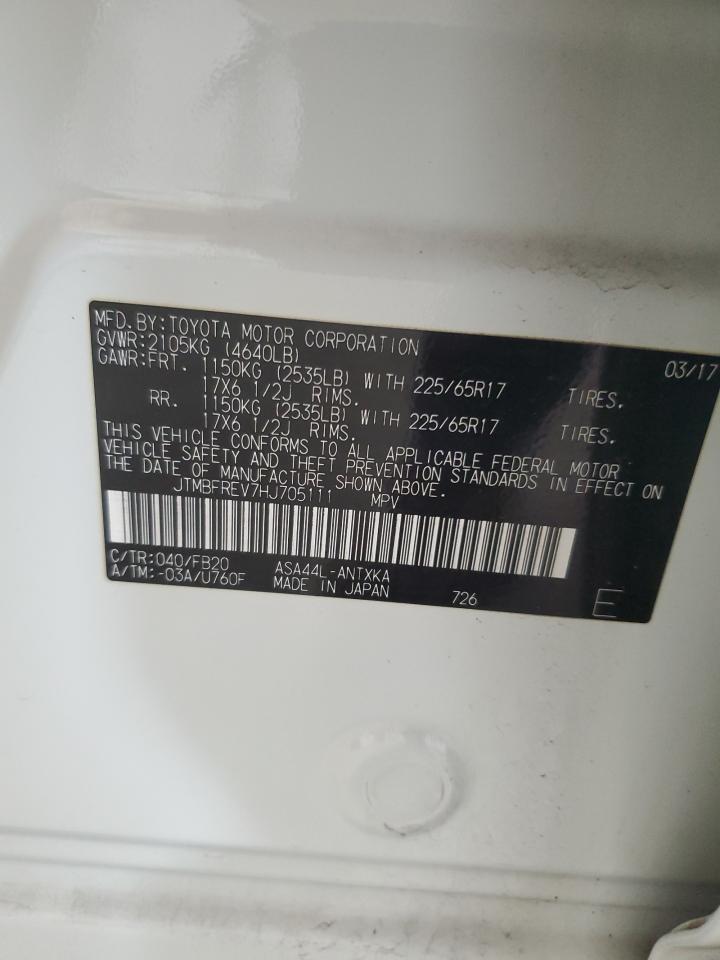 2017 Toyota RAV 4 VIN JTMBFREV7HJ705111 Copart auction photo, side / undercarriage damage thumbnail 13