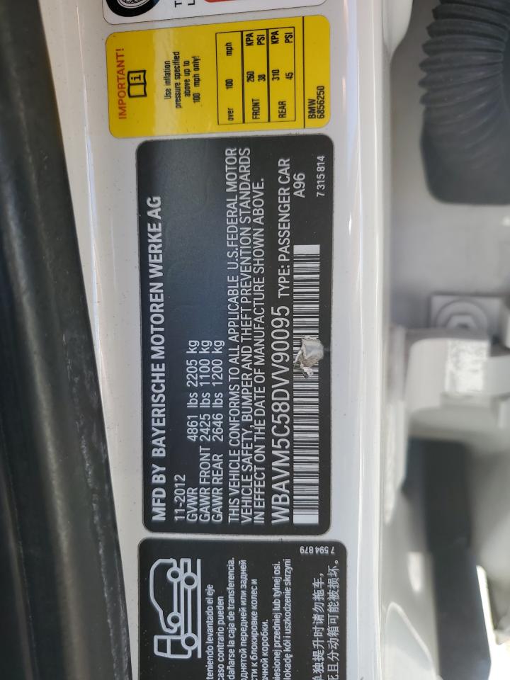 2013 BMW X1 VIN WBAVM5C58DVV90095 Copart auction photo, all over damage thumbnail 12