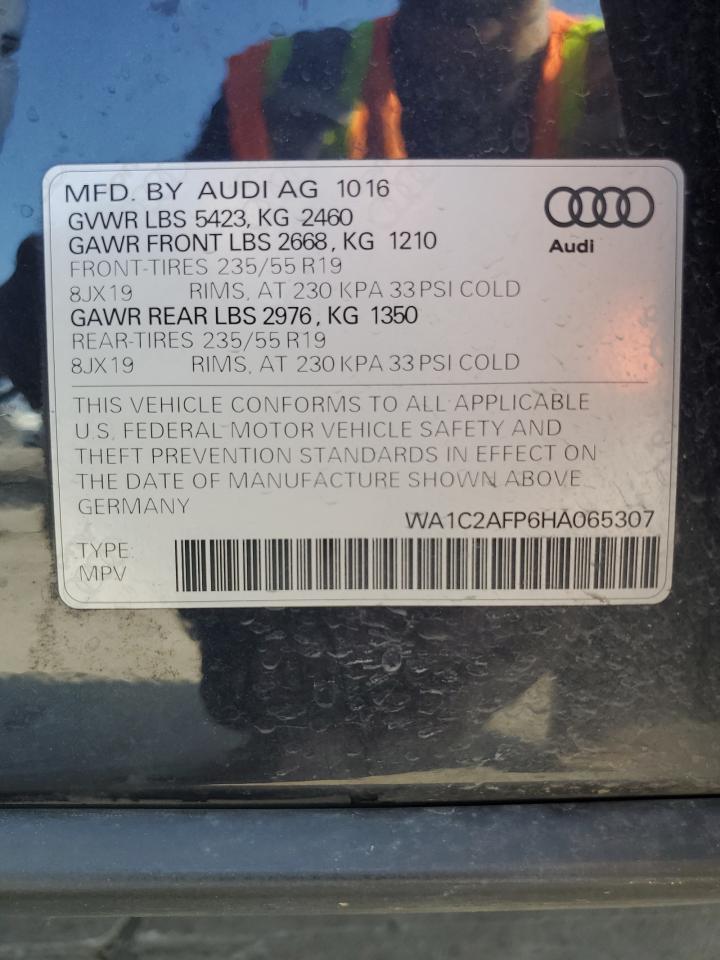 2017 Audi Q5 VIN WA1C2AFP6HA065307 Copart auction photo, front end damage thumbnail 13