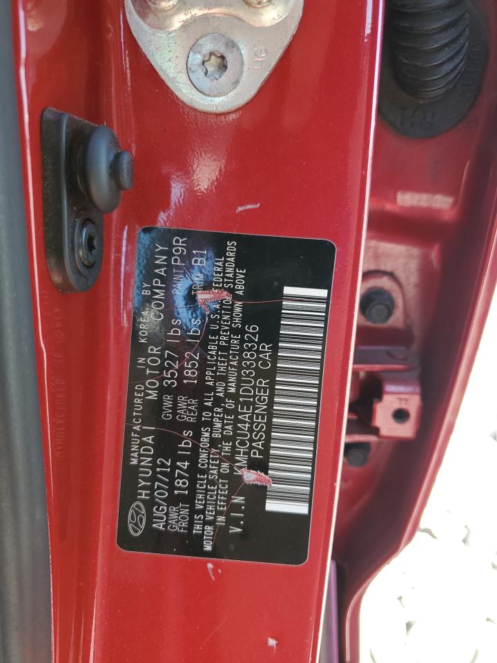 2013 Hyundai Accent VIN KMHCU4AE1DU338326 Copart auction photo, front end / rear end damage thumbnail 12