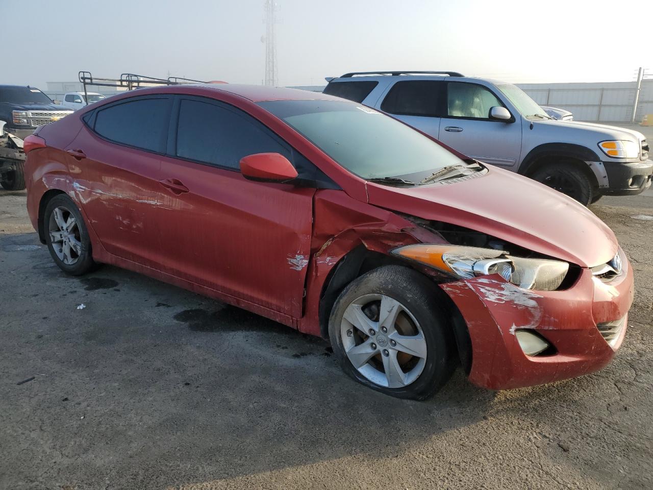 2012 Hyundai Elantra VIN KMHDH4AE2CU444985 Copart auction photo, front end / side damage thumbnail 4