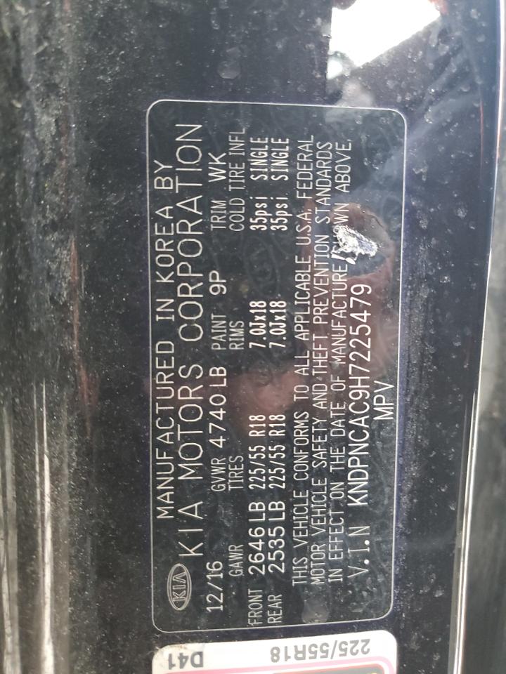 2017 KIA Sportage VIN KNDPNCAC9H7225479 Copart auction photo, burn damage thumbnail 14