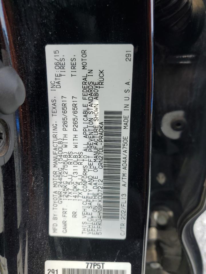 2015 Toyota Tacoma VIN 5TFKU4HN9FX007212 Copart auction photo, rear end / front end damage thumbnail 13