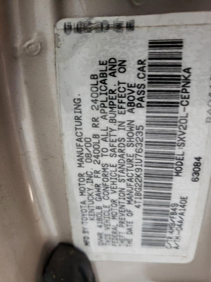 2001 Toyota Camry VIN 4T1BG22K91U763235 Copart auction photo, rear end damage thumbnail 14