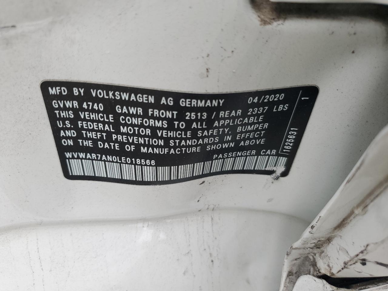 2020 Volkswagen Arteon VIN WVWAR7AN0LE018566 Copart auction photo, all over damage thumbnail 12