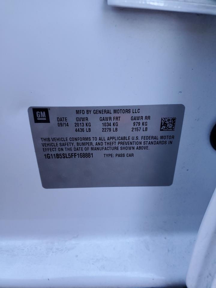 2015 Chevrolet Malibu VIN 1G11B5SL5FF168881 Copart auction photo, front end damage thumbnail 12
