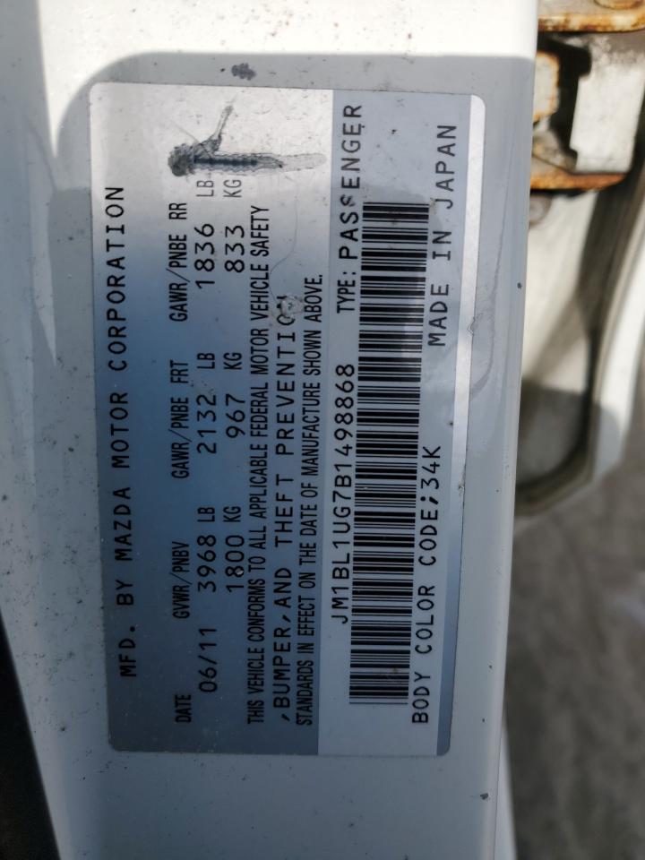 2011 Mazda 3 VIN JM1BL1UG7B1498868 Copart auction photo, side damage thumbnail 12