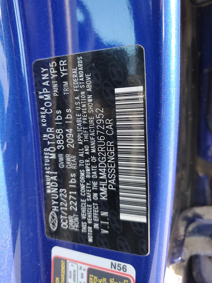 2024 Hyundai Elantra VIN KMHLM4DG2RU672952 Copart auction photo, front end / side damage thumbnail 12