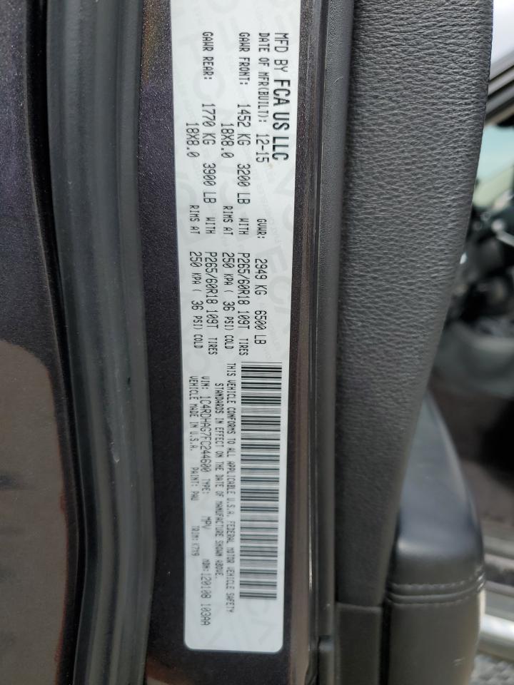 2015 Dodge Durango VIN 1C4RDHAG7FC244600 Copart auction photo, rear end / hail damage thumbnail 15
