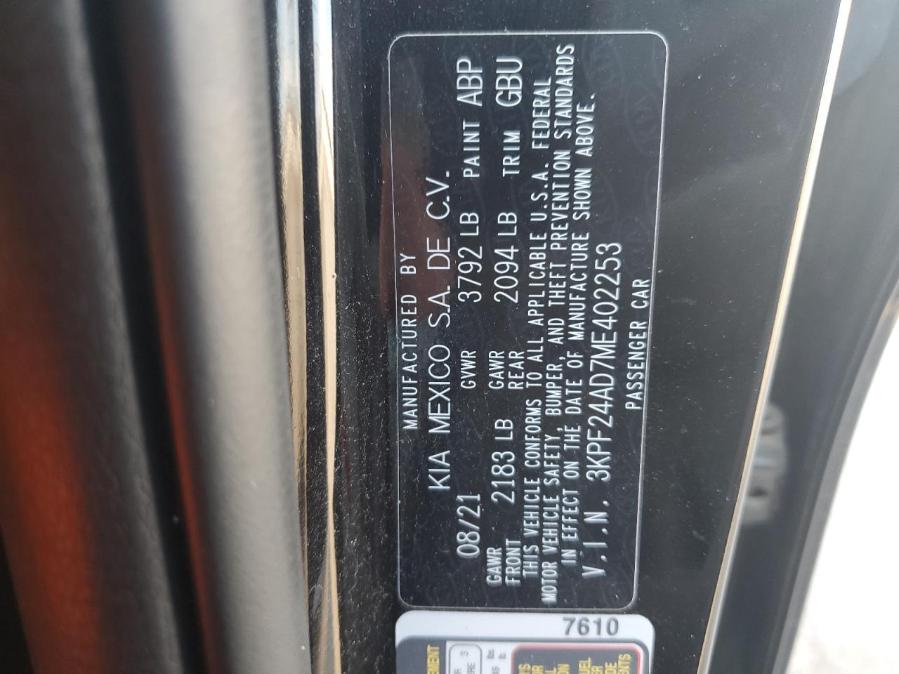 2021 KIA Forte VIN 3KPF24AD7ME402253 Copart auction photo, front end damage thumbnail 12