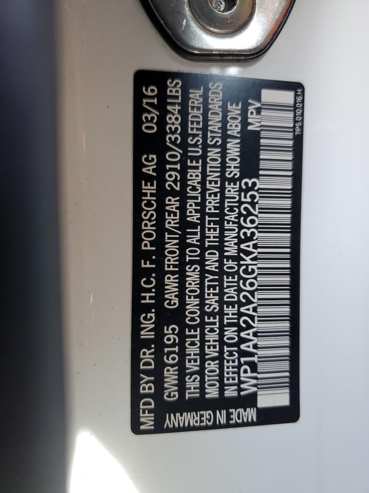 2016 Porsche Cayenne VIN WP1AA2A26GKA36253 Copart auction photo, rear end damage thumbnail 13