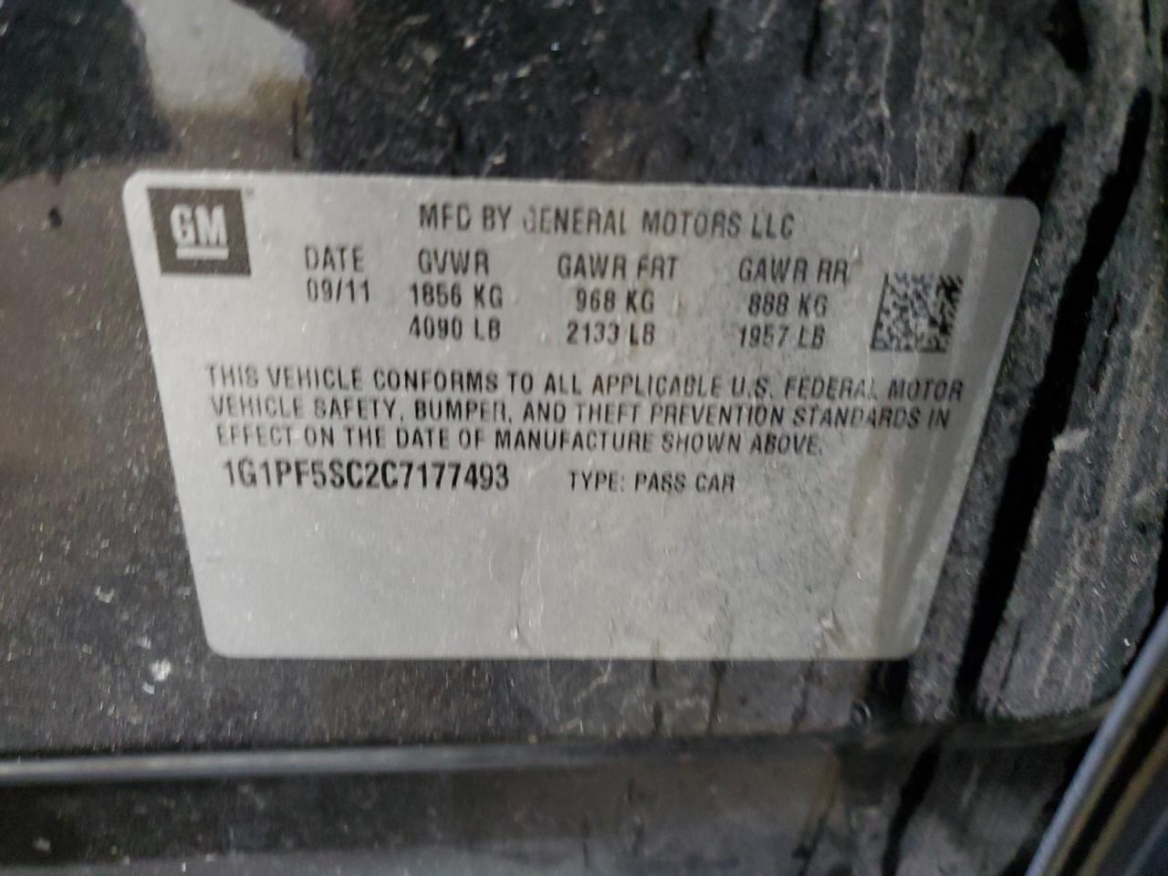 2012 Chevrolet Cruze VIN 1G1PF5SC2C7177493 Copart auction photo, mechanical damage thumbnail 12
