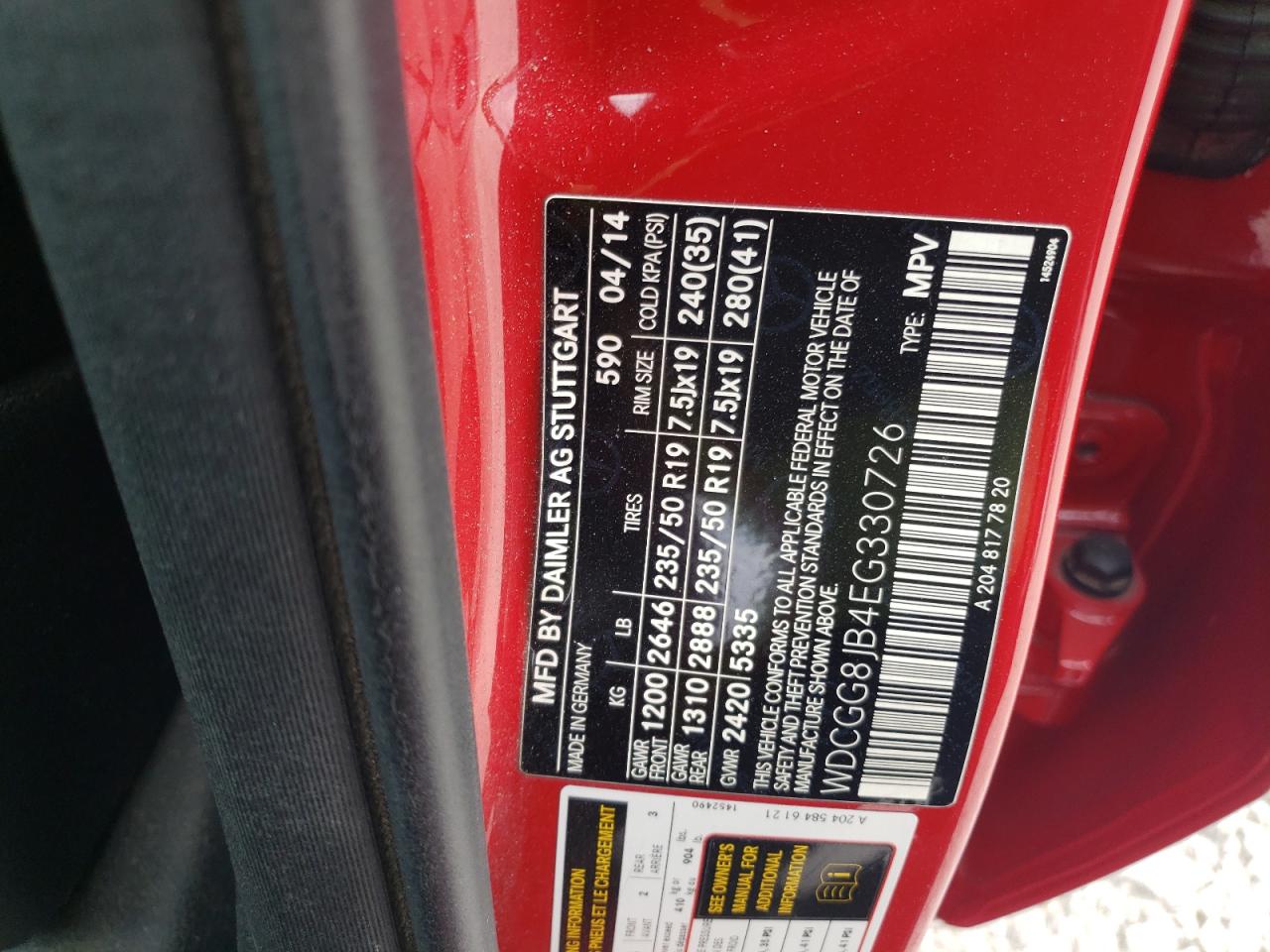 2014 Mercedes-Benz GLK-klasse VIN WDCGG8JB4EG330726 Copart auction photo, front end / minor dent/scratches damage thumbnail 14