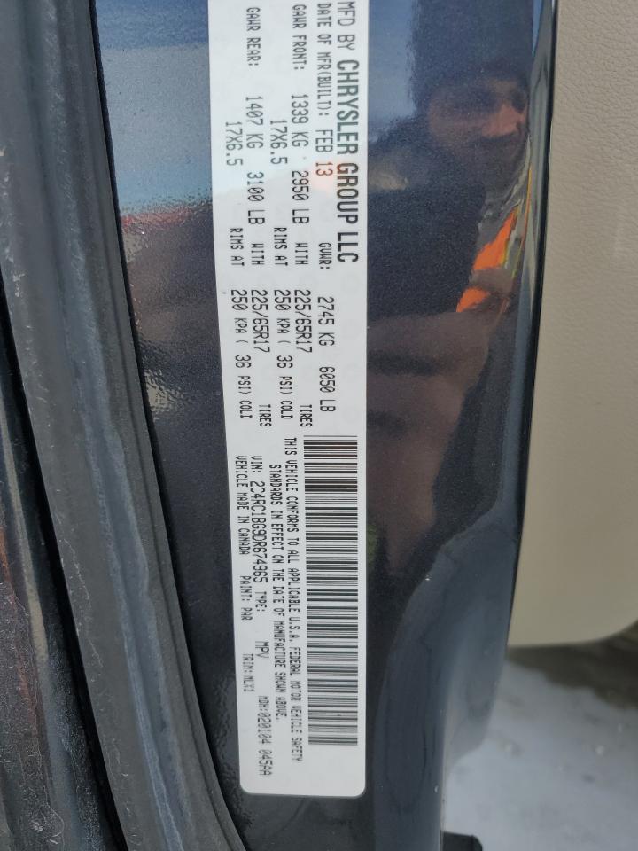 2013 Chrysler Town & Country VIN 2C4RC1BG9DR674965 Copart auction photo, front end / minor dent/scratches damage thumbnail 15