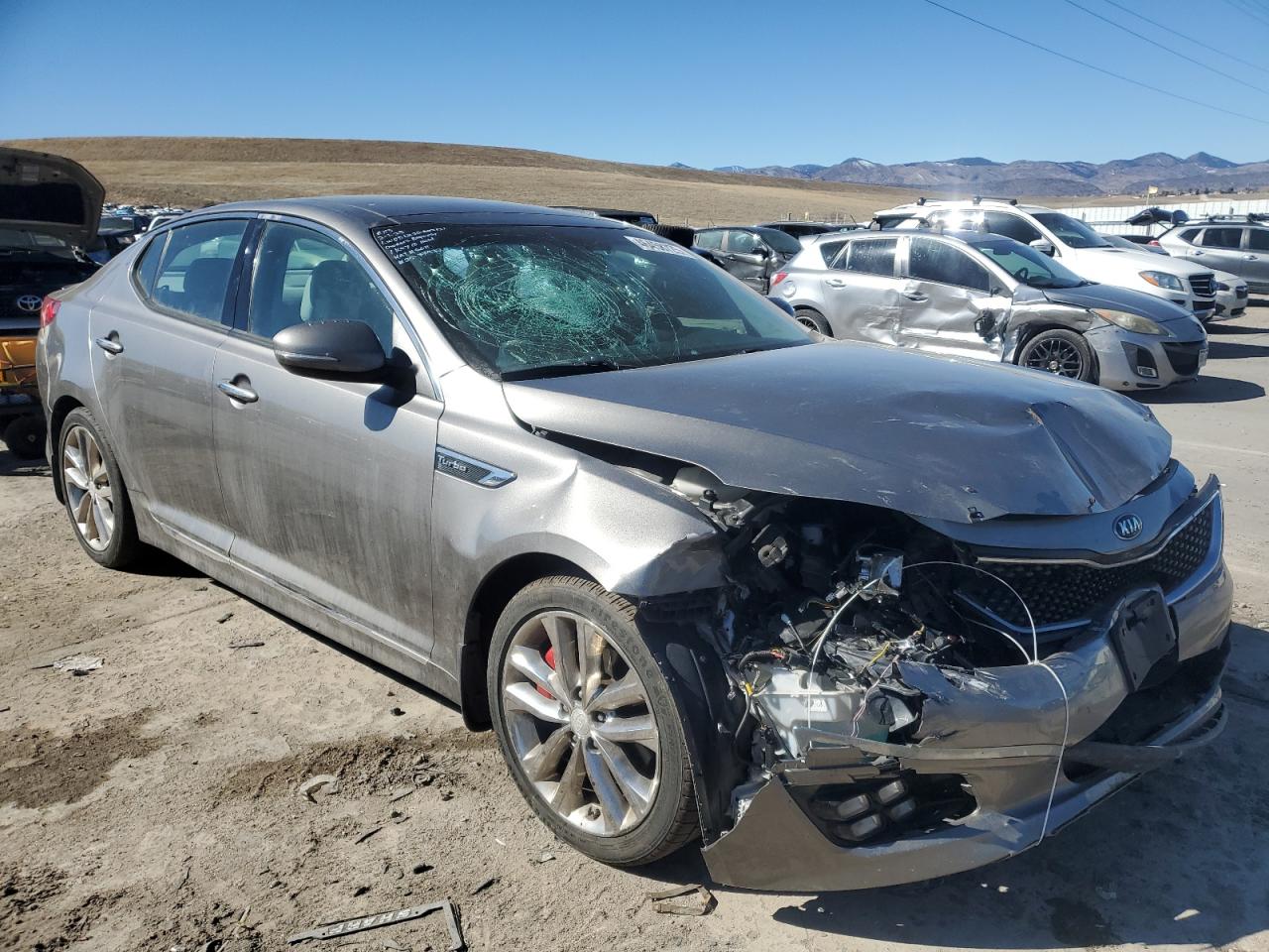 2015 KIA Optima VIN 5XXGR4A60FG412263 Copart auction photo, front end damage thumbnail 4
