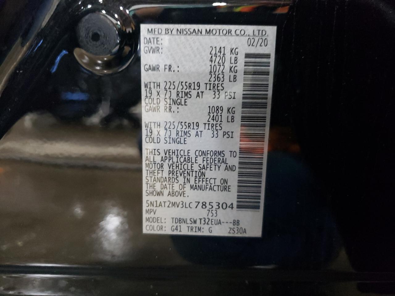 2020 Nissan Rogue VIN 5N1AT2MV3LC785304 Copart auction photo, front end damage thumbnail 13