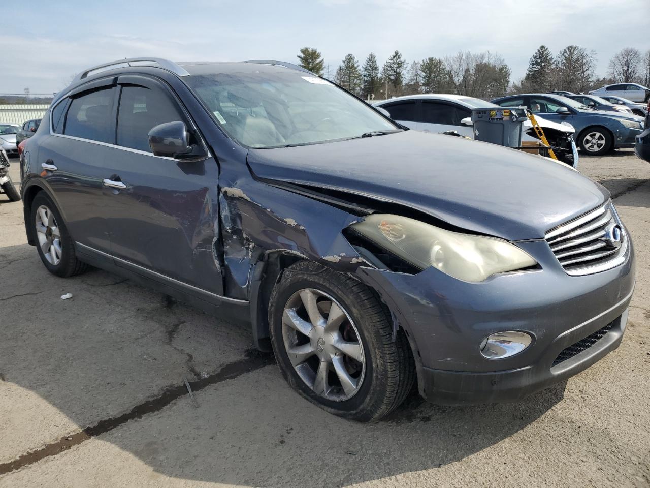 2010 Infiniti EX VIN JN1AJ0HR3AM750378 Copart auction photo, side / front end damage thumbnail 4