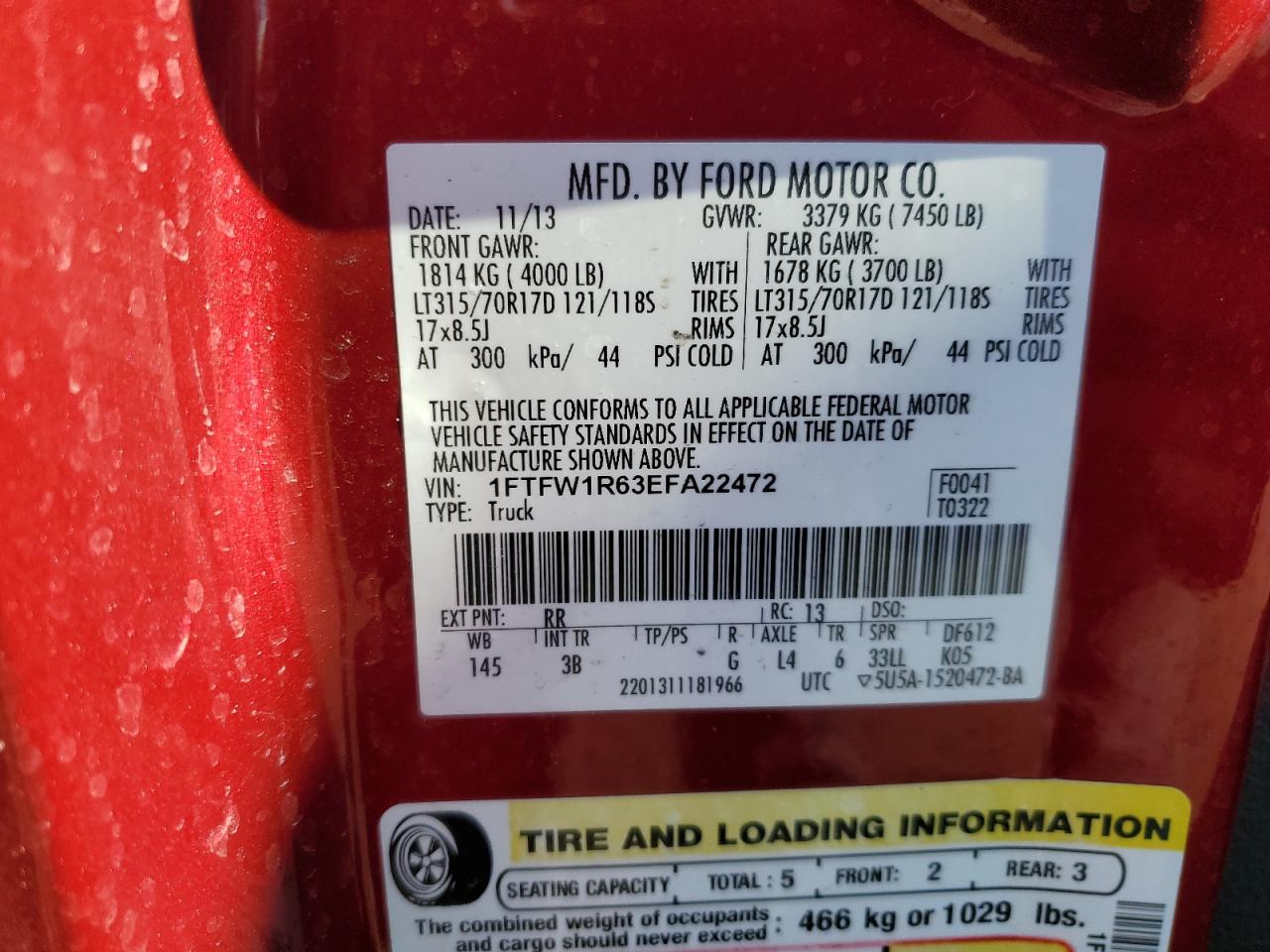 2014 Ford F-150 VIN 1FTFW1R63EFA22472 Copart auction photo, undercarriage / side damage thumbnail 12