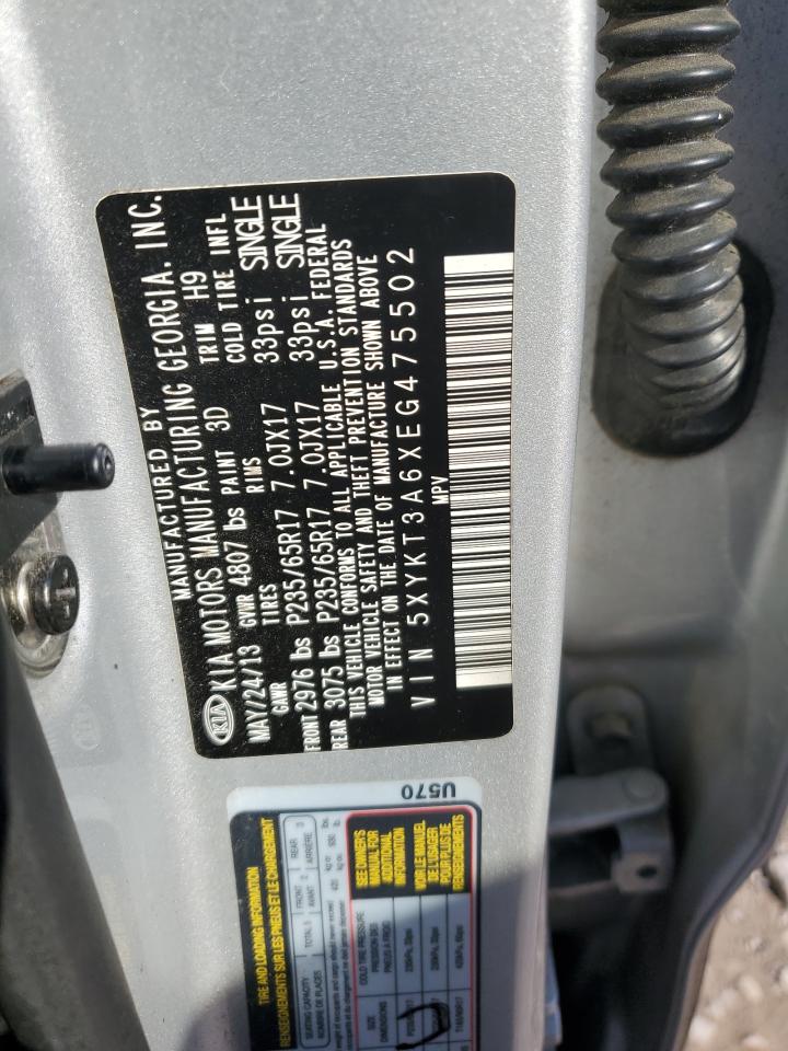 2014 KIA Sorento VIN 5XYKT3A6XEG475502 Copart auction photo, all over / minor dent/scratches damage thumbnail 13