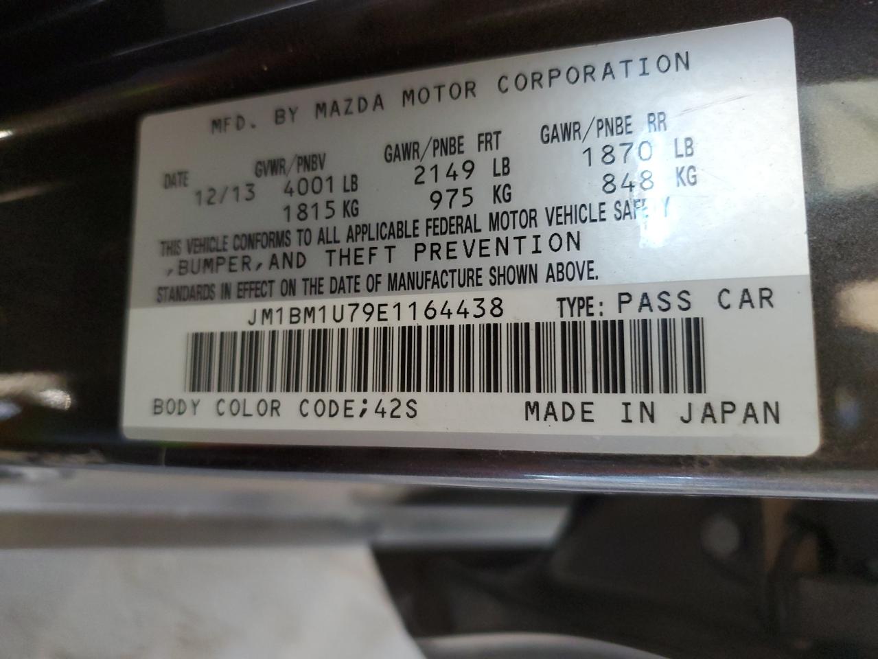 2014 Mazda 3 VIN JM1BM1U79E1164438 Copart auction photo, front end damage thumbnail 15