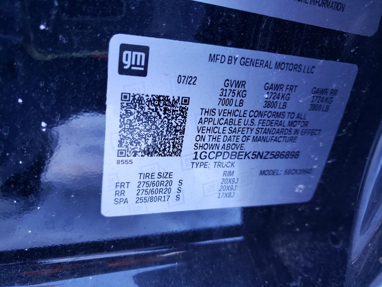 2022 Chevrolet Silverado VIN 1GCPDBEK5NZ586898 Copart auction photo, all over damage thumbnail 13