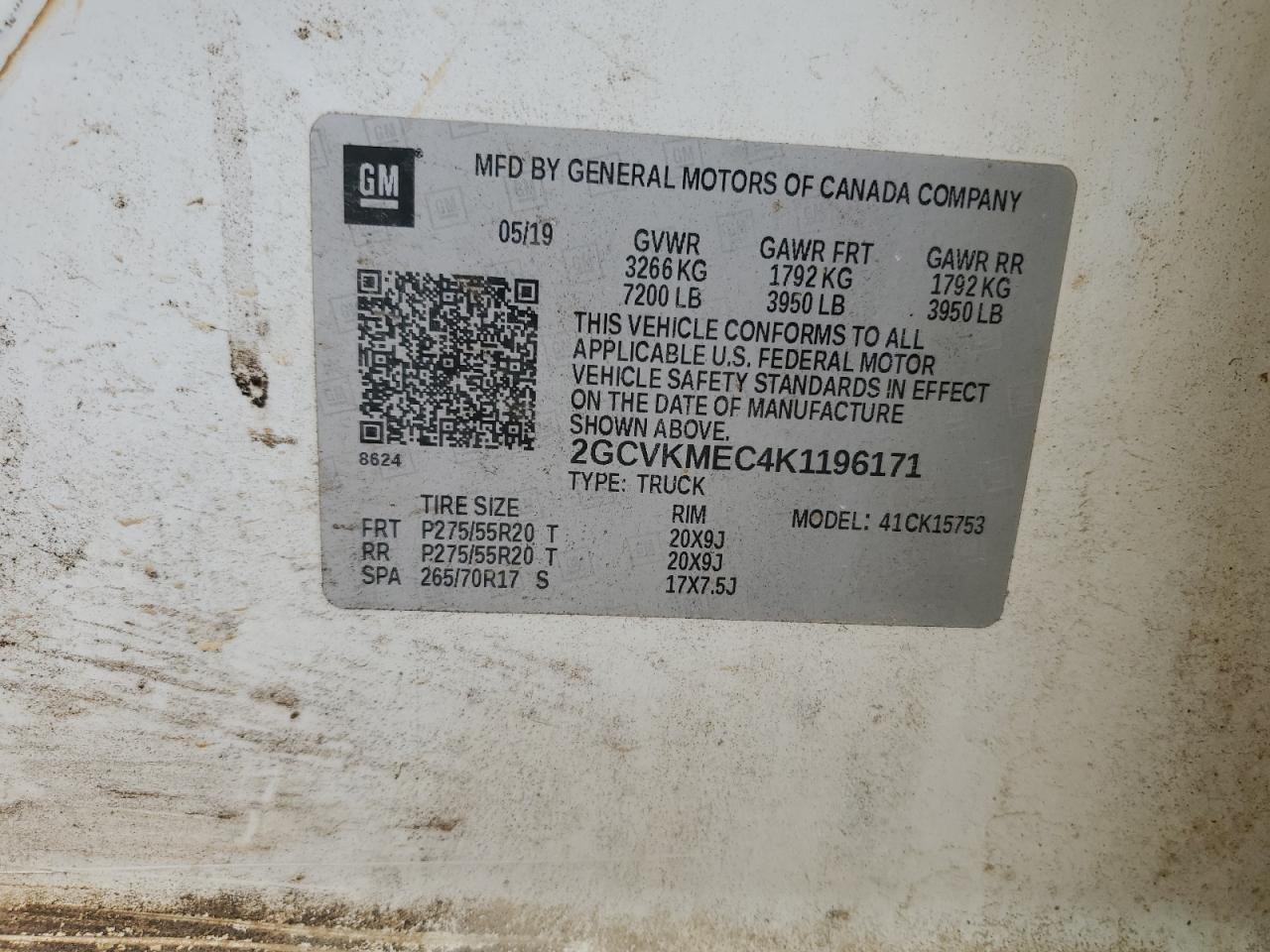 2019 Chevrolet Silverado VIN 2GCVKMEC4K1196171 Copart auction photo, front end / side damage thumbnail 14