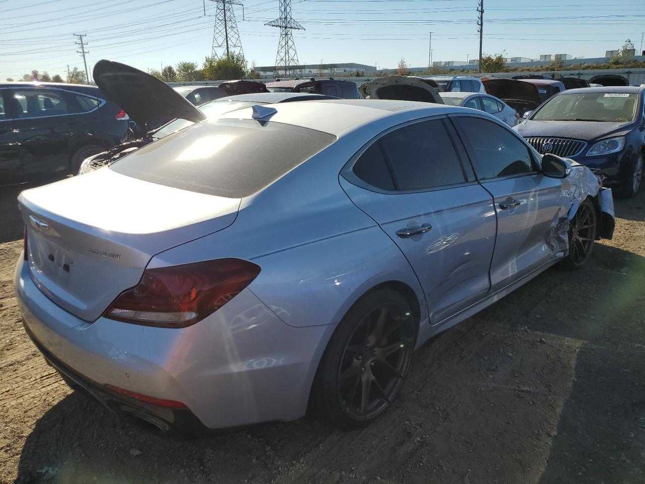 2019 Genesis G70 VIN KMTG34LE1KU014443 Copart auction photo, front end / side damage thumbnail 3