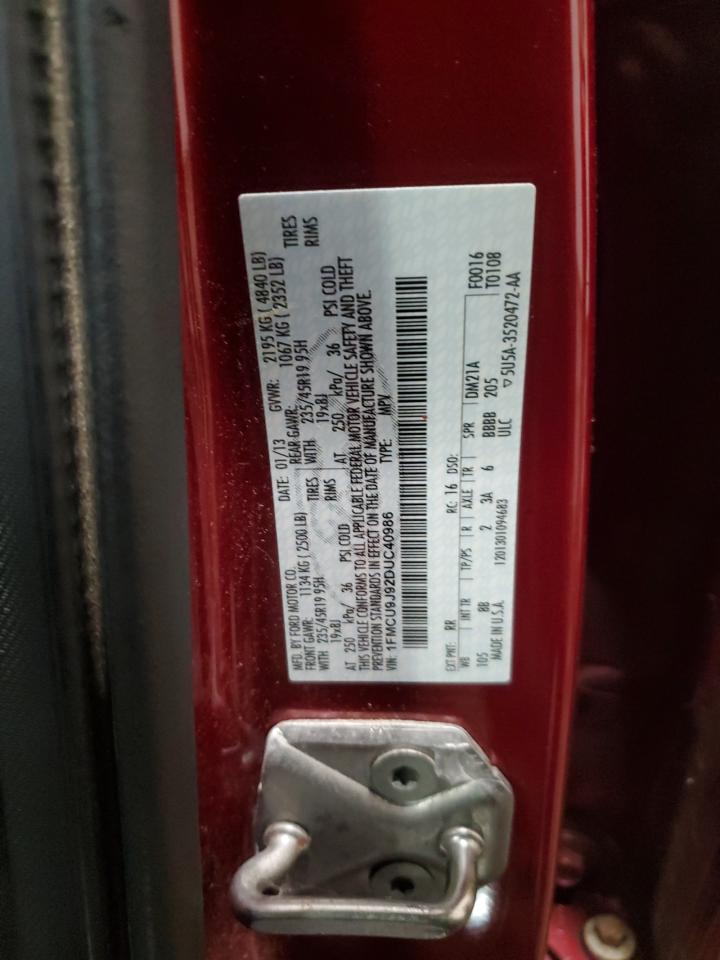 2013 Ford Escape VIN 1FMCU9J92DUC40986 Copart auction photo, front end damage thumbnail 14