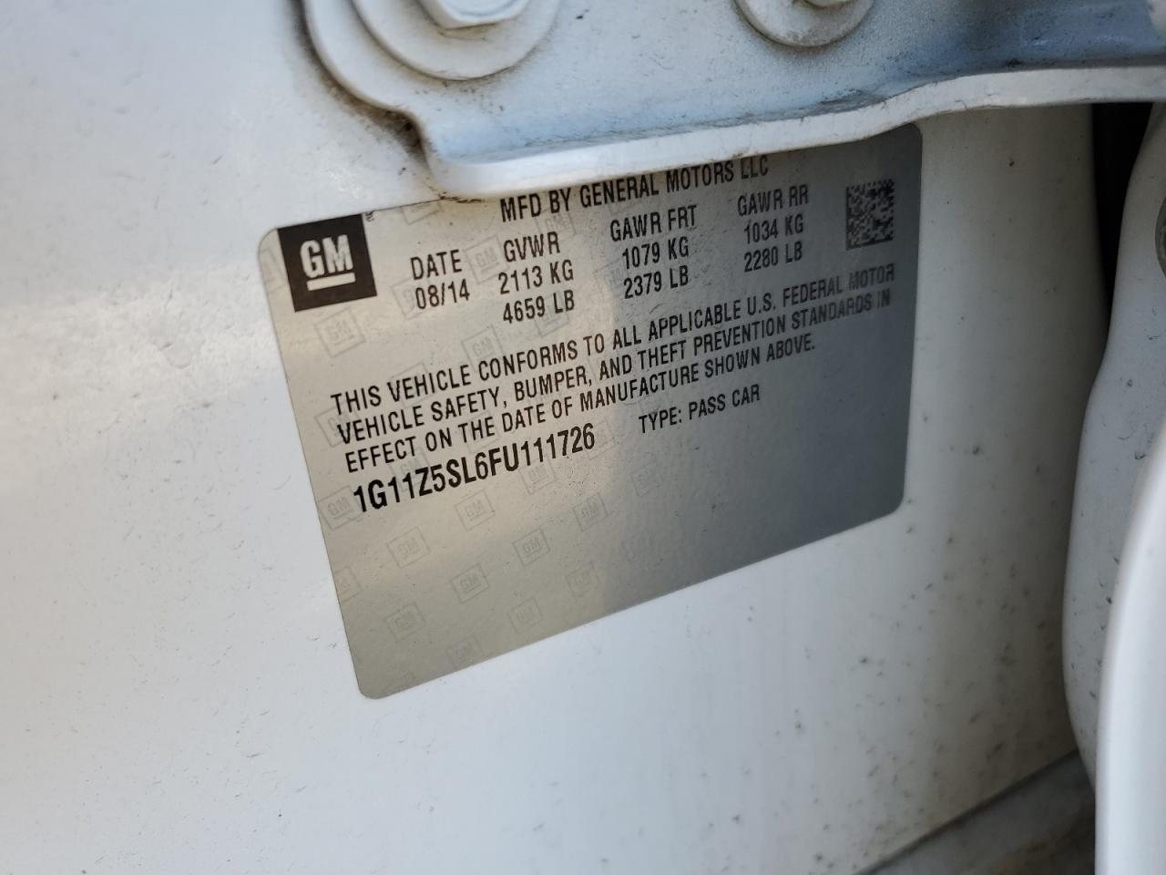 2015 Chevrolet Impala VIN 1G11Z5SL6FU111726 Copart auction photo, rear end / side damage thumbnail 12