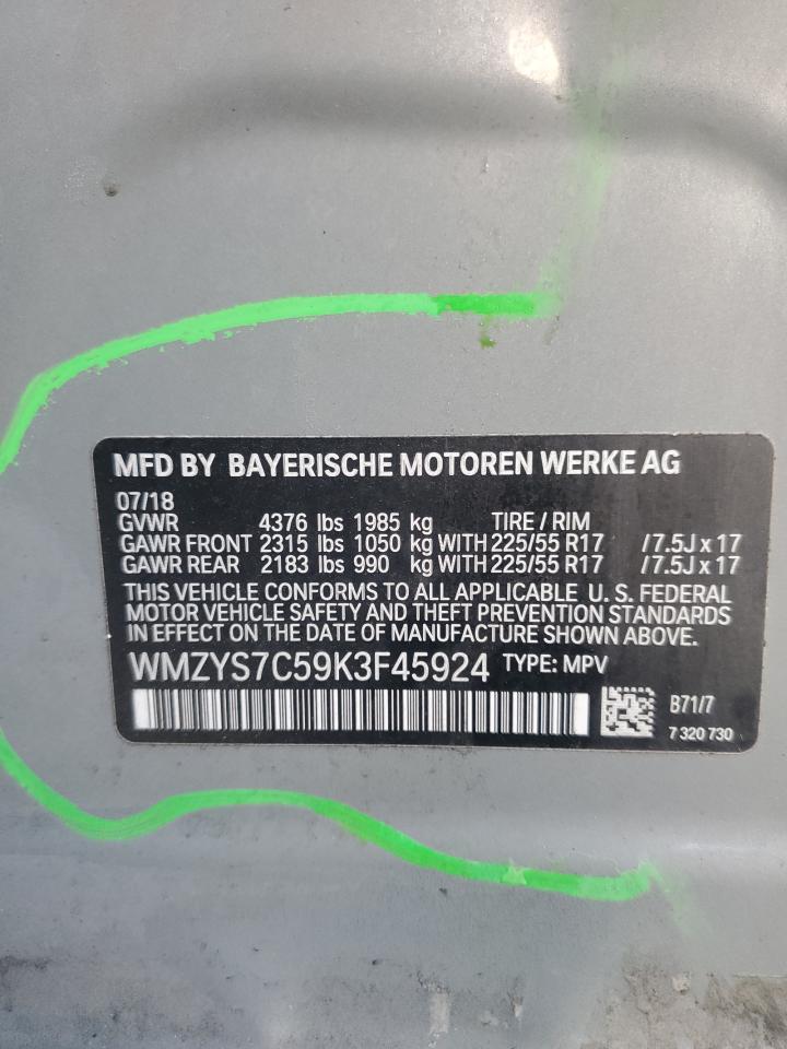 2019 MINI Cooper VIN WMZYS7C59K3F45924 Copart auction photo, side damage thumbnail 13