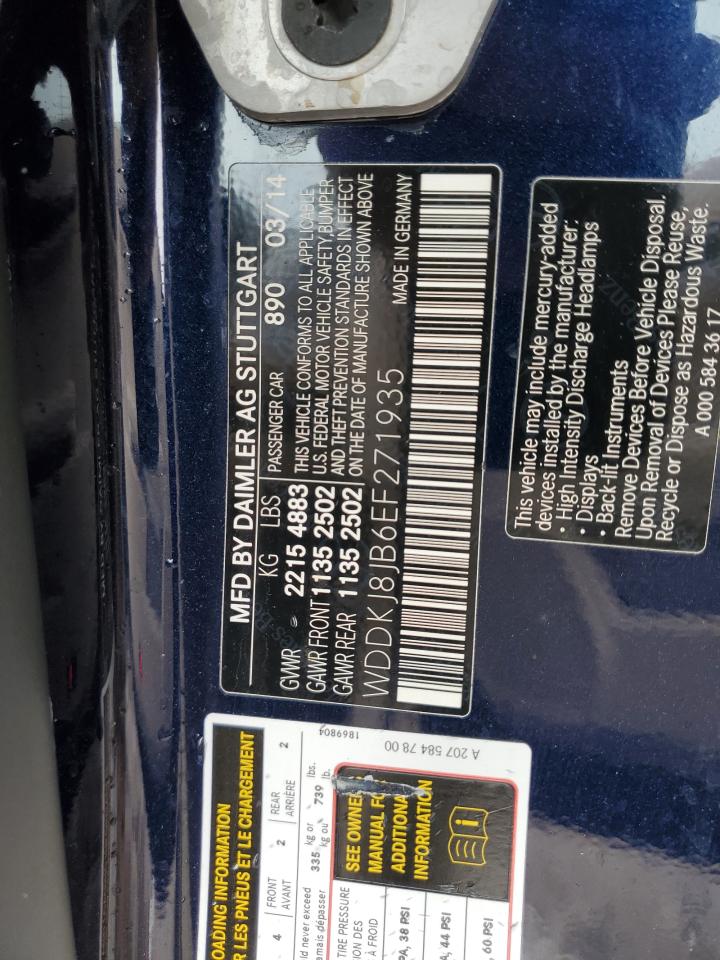 2014 Mercedes-Benz E-klasse VIN WDDKJ8JB6EF271935 Copart auction photo, all over damage thumbnail 13