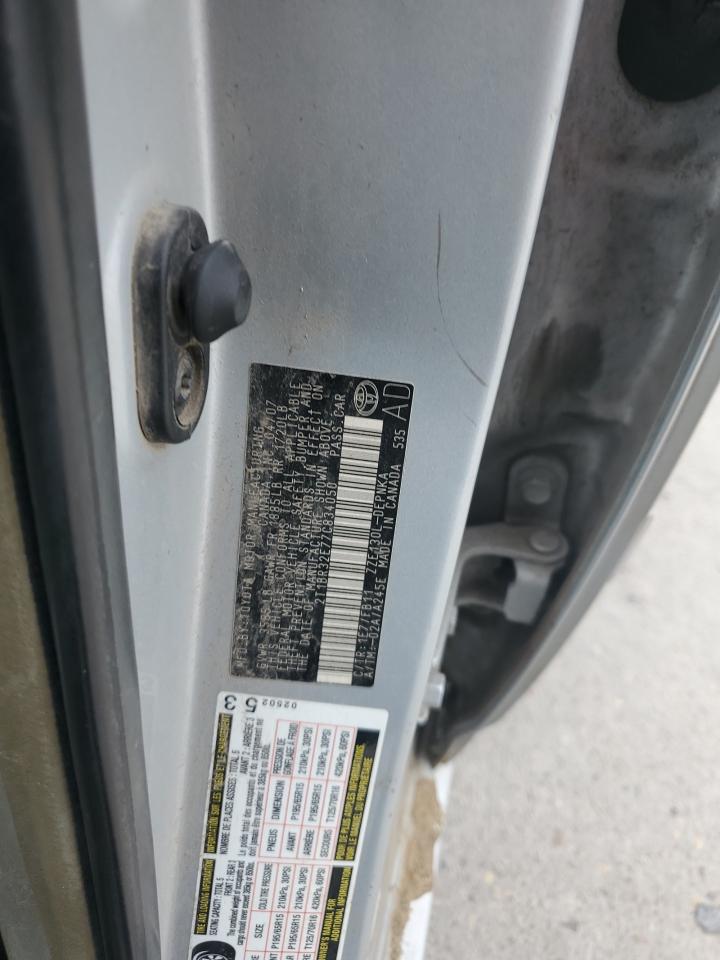 2007 Toyota Corolla VIN 2T1BR32E77C834050 Copart auction photo, front end / rear end damage thumbnail 12