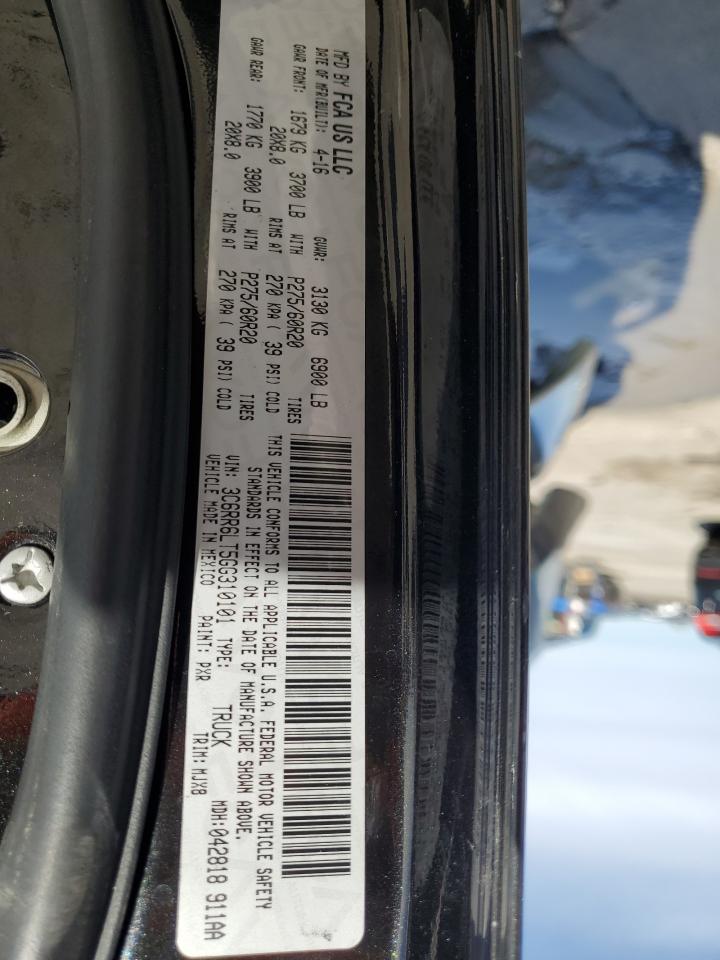 2016 RAM 1500 VIN 3C6RR6LT5GG310101 Copart auction photo, front end damage thumbnail 12