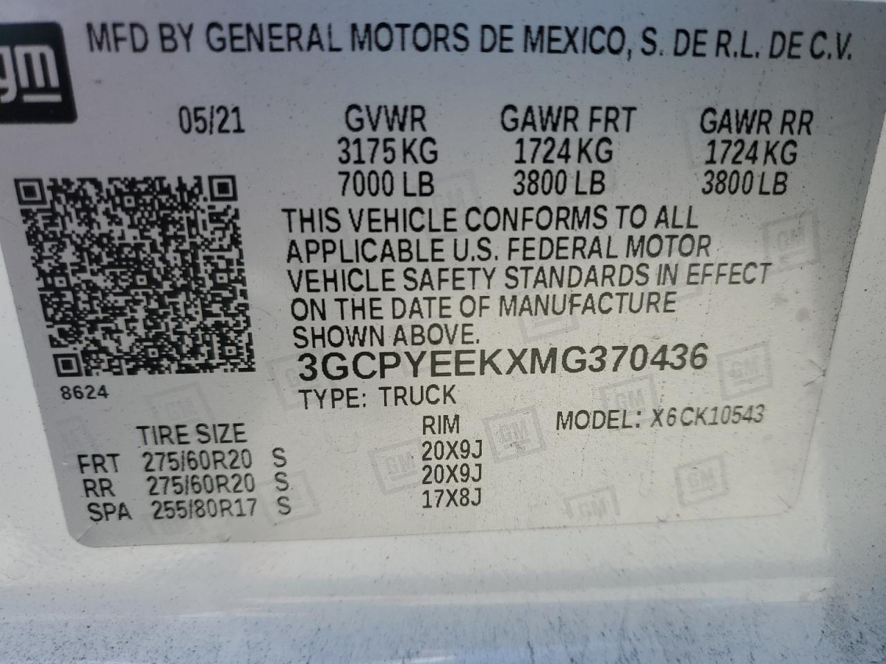 2021 Chevrolet Silverado VIN 3GCPYEEKXMG370436 Copart auction photo, front end damage thumbnail 12