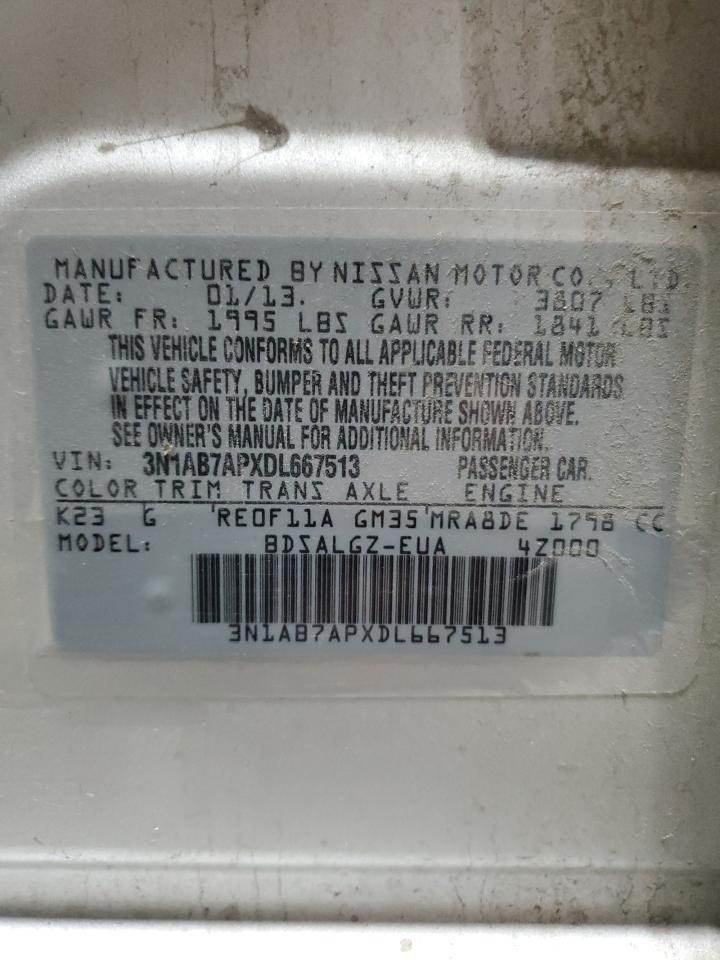 2013 Nissan Sentra VIN 3N1AB7APXDL667513 Copart auction photo, front end damage thumbnail 13