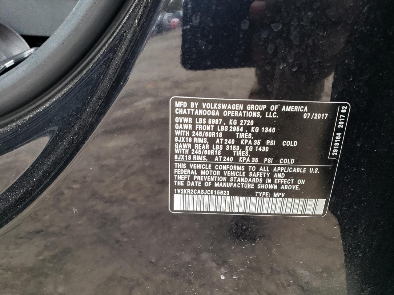 2018 Volkswagen Atlas VIN 1V2KR2CA5JC515623 Copart auction photo, all over damage thumbnail 13