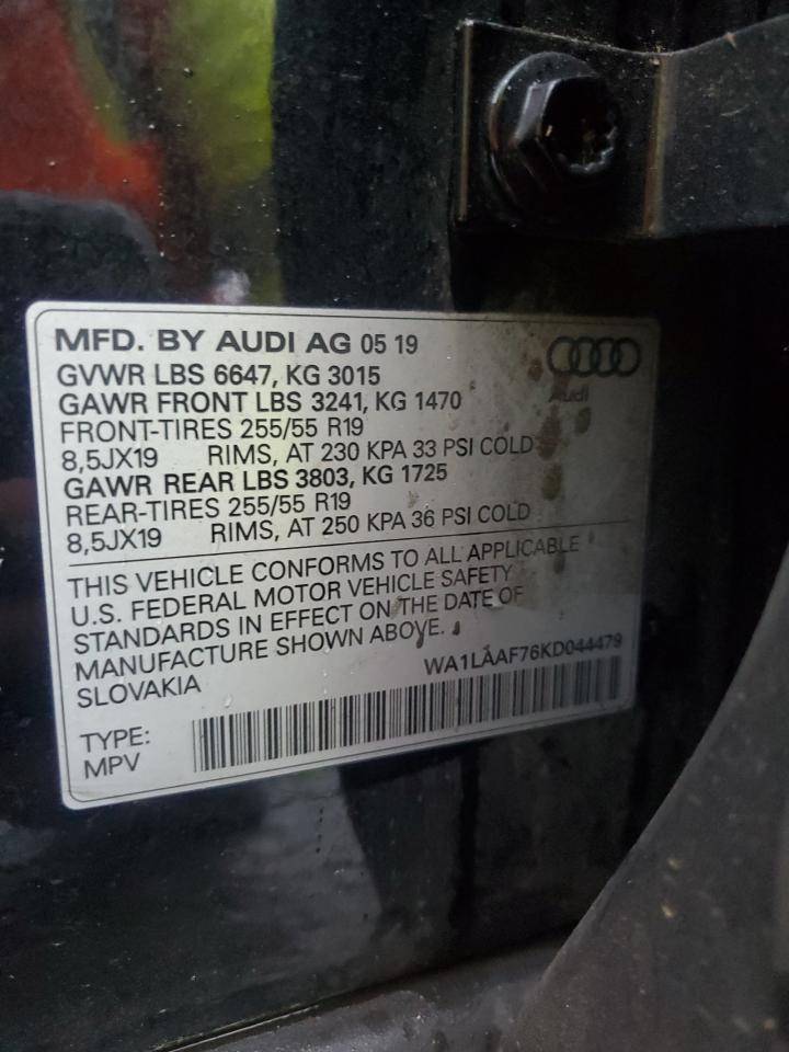 2019 Audi Q7 VIN WA1LAAF76KD044479 Copart auction photo, side / minor dent/scratches damage thumbnail 13