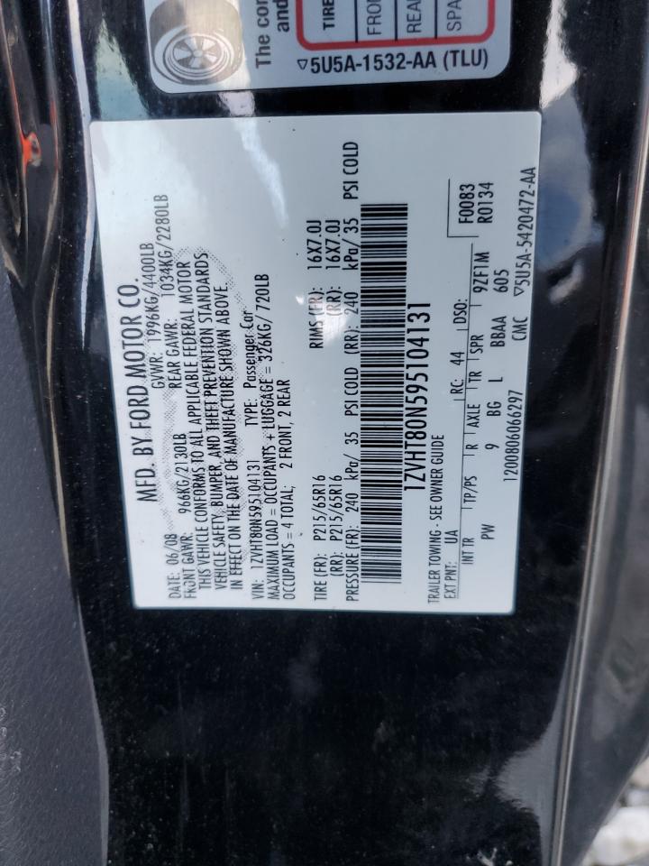2009 Ford Mustang VIN 1ZVHT80N595104131 Copart auction photo, front end damage thumbnail 12