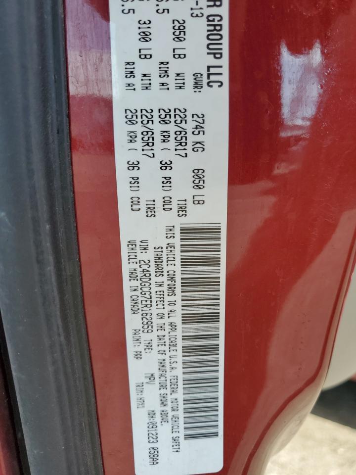 2014 Dodge Caravan VIN 2C4RDGCG7ER162959 Copart auction photo, minor dent/scratches damage thumbnail 13