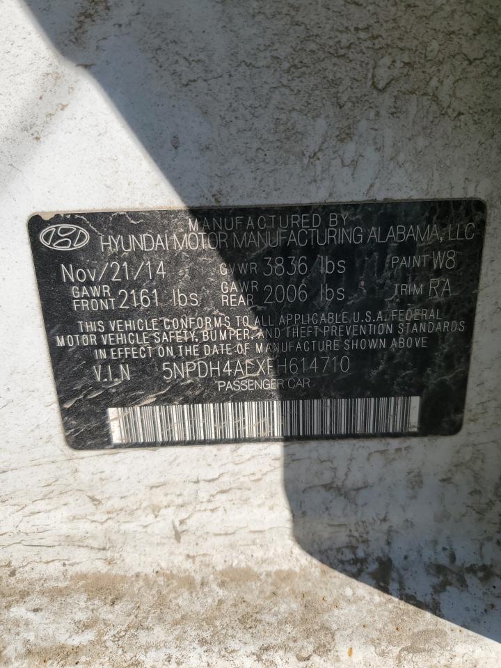 2015 Hyundai Elantra VIN 5NPDH4AEXFH614710 Copart auction photo, undercarriage / front end damage thumbnail 12
